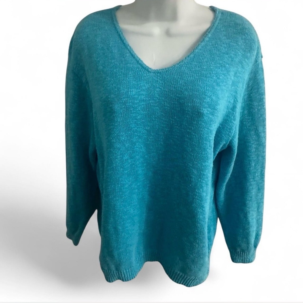 Sage‎ aquamarine color V-Neck Women's Sweater